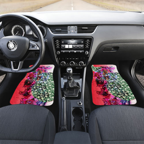 Personalized St Kilda Football Saints Car Mats Tropical Hibiscus Flowers - Pacific Fusion Style