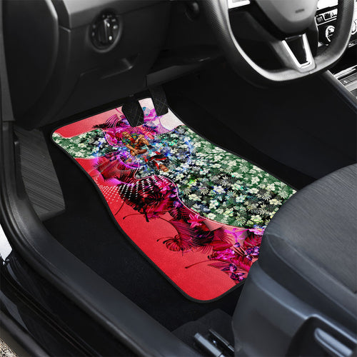 Personalized St Kilda Football Saints Car Mats Tropical Hibiscus Flowers - Pacific Fusion Style