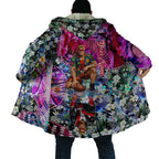 Personalized St Kilda Football Saints Cloak Tropical Hibiscus Flowers - Pacific Fusion Style
