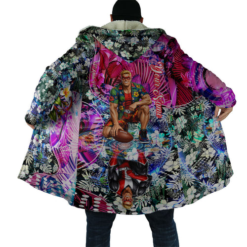 Personalized St Kilda Football Saints Cloak Tropical Hibiscus Flowers - Pacific Fusion Style