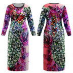 Personalized St Kilda Football Saints Couples Matching Long Sleeve Bodycon Dress and Hawaiian Shirt Tropical Hibiscus Flowers - Pacific Fusion Style