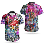 Personalized St Kilda Football Saints Couples Matching Mermaid Dress and Hawaiian Shirt Tropical Hibiscus Flowers - Pacific Fusion Style