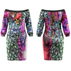 Personalized St Kilda Football Saints Couples Matching Off The Shoulder Long Sleeve Dress and Long Sleeve Button Shirt Tropical Hibiscus Flowers - Pacific Fusion Style