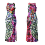 Personalized St Kilda Football Saints Couples Matching Tank Maxi Dress and Hawaiian Shirt Tropical Hibiscus Flowers - Pacific Fusion Style