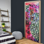 Personalized St Kilda Football Saints Door Cover Tropical Hibiscus Flowers - Pacific Fusion Style
