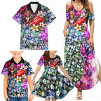 Personalized St Kilda Football Saints Family Matching Summer Maxi Dress and Hawaiian Shirt Tropical Hibiscus Flowers - Pacific Fusion Style