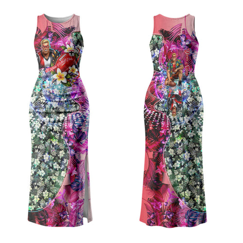 Personalized St Kilda Football Saints Family Matching Tank Maxi Dress and Hawaiian Shirt Tropical Hibiscus Flowers - Pacific Fusion Style