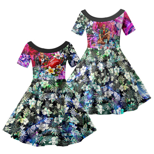 Personalized St Kilda Football Saints Family Matching Tank Maxi Dress and Hawaiian Shirt Tropical Hibiscus Flowers - Pacific Fusion Style