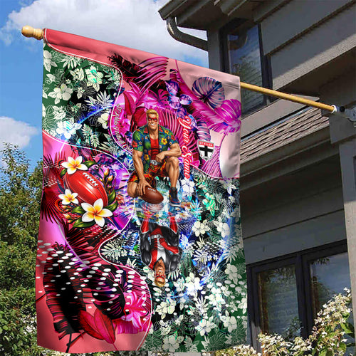 Personalized St Kilda Football Saints Garden Flag Tropical Hibiscus Flowers - Pacific Fusion Style