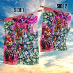 Personalized St Kilda Football Saints Garden Flag Tropical Hibiscus Flowers - Pacific Fusion Style