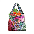 Personalized St Kilda Football Saints Grocery Bag Tropical Hibiscus Flowers - Pacific Fusion Style