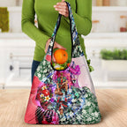 Personalized St Kilda Football Saints Grocery Bag Tropical Hibiscus Flowers - Pacific Fusion Style