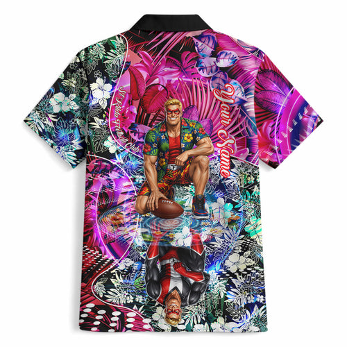 Personalized St Kilda Football Saints Hawaiian Shirt Tropical Hibiscus Flowers - Pacific Fusion Style