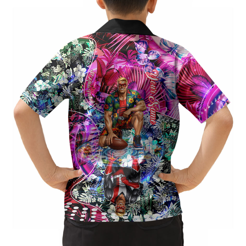 Personalized St Kilda Football Saints Hawaiian Shirt Tropical Hibiscus Flowers - Pacific Fusion Style