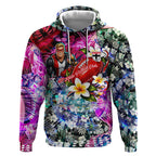Personalized St Kilda Football Saints Hoodie Tropical Hibiscus Flowers - Pacific Fusion Style