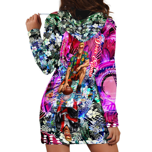 Personalized St Kilda Football Saints Hoodie Dress Tropical Hibiscus Flowers - Pacific Fusion Style