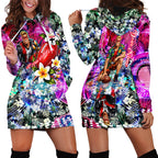 Personalized St Kilda Football Saints Hoodie Dress Tropical Hibiscus Flowers - Pacific Fusion Style
