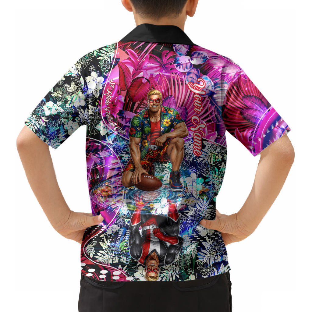 Personalized St Kilda Football Saints Kid Hawaiian Shirt Tropical Hibiscus Flowers - Pacific Fusion Style
