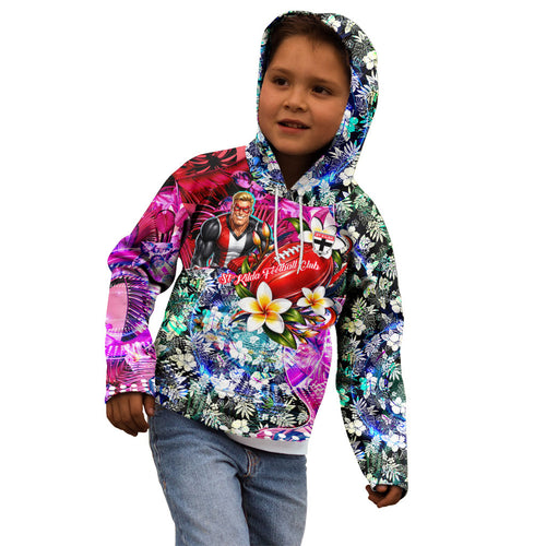 Personalized St Kilda Football Saints Kid Hoodie Tropical Hibiscus Flowers - Pacific Fusion Style