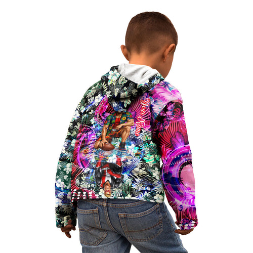 Personalized St Kilda Football Saints Kid Hoodie Tropical Hibiscus Flowers - Pacific Fusion Style