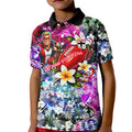 Personalized St Kilda Football Saints Kid Polo Shirt Tropical Hibiscus Flowers - Pacific Fusion Style