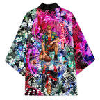 Personalized St Kilda Football Saints Kimono Tropical Hibiscus Flowers - Pacific Fusion Style