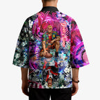 Personalized St Kilda Football Saints Kimono Tropical Hibiscus Flowers - Pacific Fusion Style