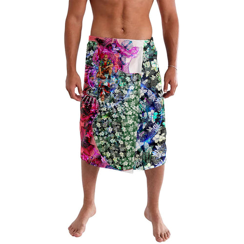 Personalized St Kilda Football Saints Lavalava Tropical Hibiscus Flowers - Pacific Fusion Style