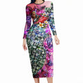Personalized St Kilda Football Saints Long Sleeve Bodycon Dress Tropical Hibiscus Flowers - Pacific Fusion Style