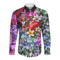 Personalized St Kilda Football Saints Long Sleeve Button Shirt Tropical Hibiscus Flowers - Pacific Fusion Style