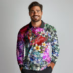 Personalized St Kilda Football Saints Long Sleeve Polo Shirt Tropical Hibiscus Flowers - Pacific Fusion Style