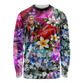 Personalized St Kilda Football Saints Long Sleeve Shirt Tropical Hibiscus Flowers - Pacific Fusion Style