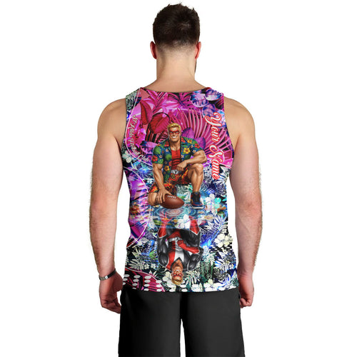 Personalized St Kilda Football Saints Men Tank Top Tropical Hibiscus Flowers - Pacific Fusion Style