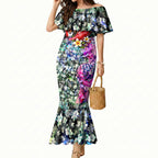 Personalized St Kilda Football Saints Mermaid Dress Tropical Hibiscus Flowers - Pacific Fusion Style