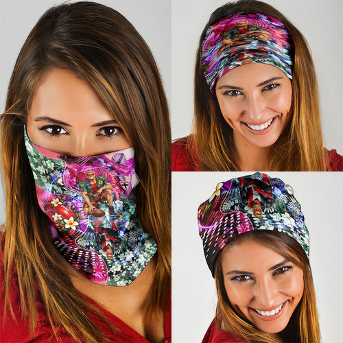 Personalized St Kilda Football Saints Neck Gaiter Tropical Hibiscus Flowers - Pacific Fusion Style