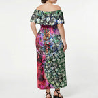 Personalized St Kilda Football Saints Off Shoulder Maxi Dress Tropical Hibiscus Flowers - Pacific Fusion Style