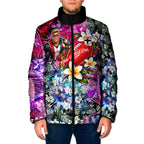 Personalized St Kilda Football Saints Padded Jacket Tropical Hibiscus Flowers - Pacific Fusion Style