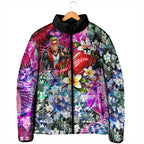 Personalized St Kilda Football Saints Padded Jacket Tropical Hibiscus Flowers - Pacific Fusion Style