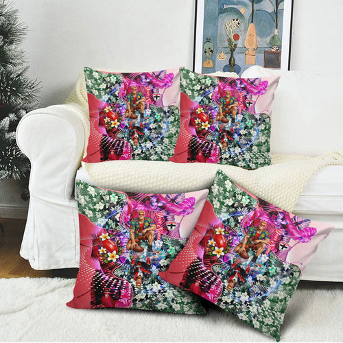 Personalized St Kilda Football Saints Pillow Cover Tropical Hibiscus Flowers - Pacific Fusion Style