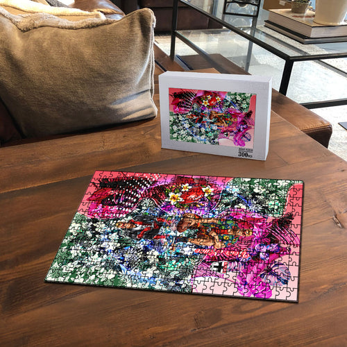 Personalized St Kilda Football Saints Puzzle Tropical Hibiscus Flowers - Pacific Fusion Style