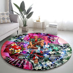 Personalized St Kilda Football Saints Round Carpet Tropical Hibiscus Flowers - Pacific Fusion Style