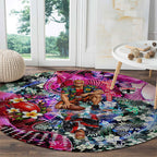 Personalized St Kilda Football Saints Round Carpet Tropical Hibiscus Flowers - Pacific Fusion Style