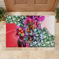 Personalized St Kilda Football Saints Rubber Doormat Tropical Hibiscus Flowers - Pacific Fusion Style