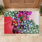 Personalized St Kilda Football Saints Rubber Doormat Tropical Hibiscus Flowers - Pacific Fusion Style
