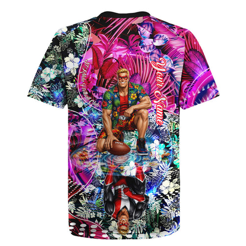 Personalized St Kilda Football Saints Rugby Jersey Tropical Hibiscus Flowers - Pacific Fusion Style