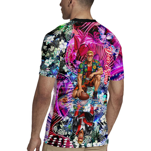 Personalized St Kilda Football Saints Rugby Jersey Tropical Hibiscus Flowers - Pacific Fusion Style