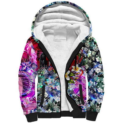 Personalized St Kilda Football Saints Sherpa Hoodie Tropical Hibiscus Flowers - Pacific Fusion Style