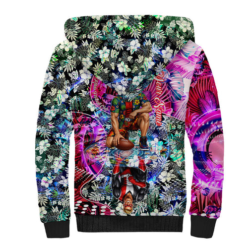 Personalized St Kilda Football Saints Sherpa Hoodie Tropical Hibiscus Flowers - Pacific Fusion Style