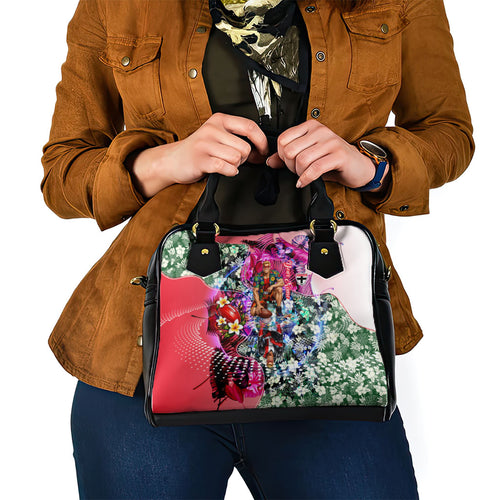 Personalized St Kilda Football Saints Shoulder Handbag Tropical Hibiscus Flowers - Pacific Fusion Style