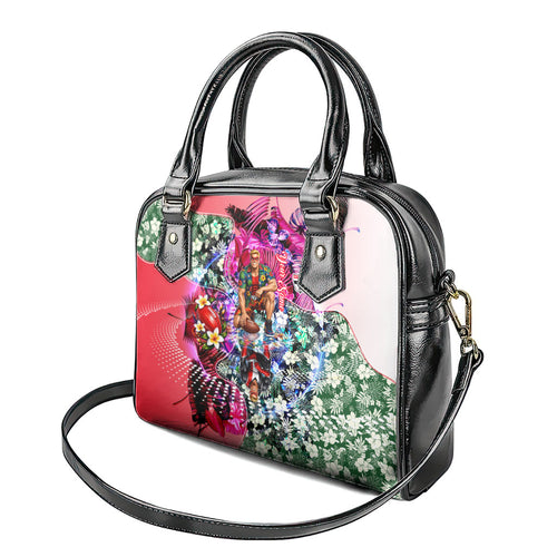 Personalized St Kilda Football Saints Shoulder Handbag Tropical Hibiscus Flowers - Pacific Fusion Style